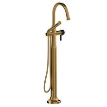 Riobel Canada MMRD39JBGBK-SPEX - 2-way Type T (thermostatic) coaxial floor-mount tub filler with hand shower
