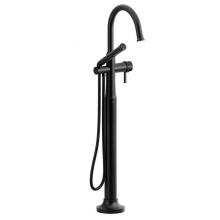 Riobel Canada MMRD39LBK-EX - 2-way Type T (thermostatic) coaxial floor-mount tub filler with hand shower
