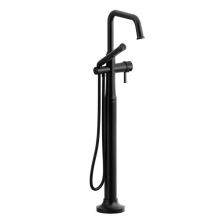 Riobel Canada MMSQ39LBK - 2-way Type T (thermostatic) coaxial floor-mount tub filler with hand shower
