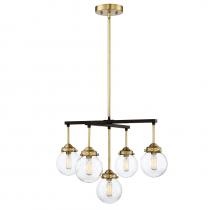 Savoy House Meridian CA M10041ORBNB - 5-Light Chandelier in Oil Rubbed Bronze with Natural Brass