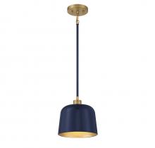 Savoy House Meridian CA M70118NBLNB - 1-Light Pendant in Navy Blue with Natural Brass