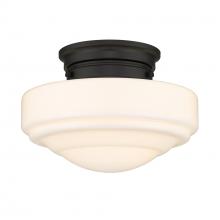 Golden Canada 0508-SF BLK-VMG - Ingalls Semi-Flush in Matte Black with Vintage Milk Glass Shade