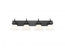 Golden Canada 3118-BA4 BLK-OP - Hines 4-Light Vanity Light in Matte Black with Opal Glass