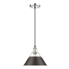 Golden Canada 3306-M CH-RBZ - Orwell 10" Wide Medium Pendant in Chrome with Rubbed Bronze