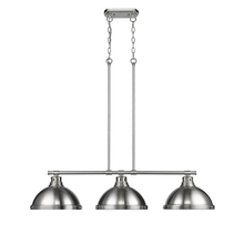 Golden Canada 3602-3LP PW-PW - Duncan Small Pendant with Rod in Pewter with Rubbed Bronze