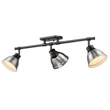 Golden Canada 3602-3SF BLK-PW - Shepard 3-Light Flush Mount in Modern Brass with Russet Clay