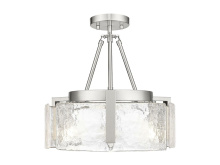 Golden Canada 3164-3SF PW-HWG - Aenon 3-Light Semi-Flush in Pewter with Hammered Water Glass Shade