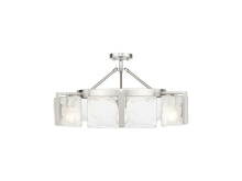 Golden Canada 3164-6SF PW-HWG - Aenon 6-Light Semi-Flush in Pewter with Hammered Water Glass Shade