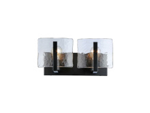 Golden Canada 3164-BA2 BLK-HWG - Aenon BLK 2 Light Bath Vanity in Matte Balck with Hammered Water Glass Shade