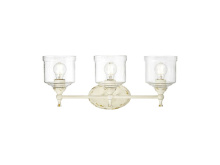 Golden Canada 0806-BA3 AI-HWG - Keating 3 Light Bath Vanity in Antique Ivory with Hammered Water Glass Shade