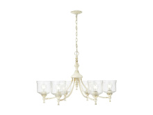 Golden Canada 0806-6 AI-HWG - Keating 6 Light Chandelier in Antique Ivory with Hammered Water Glass Shade