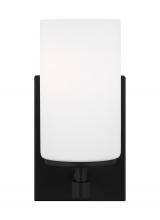 Generation Lighting 4124601EN3-112 - Alturas indoor dimmable LED 1-light wall bath sconce in a midnight black finish and etched white gla