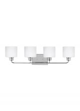 Generation Lighting 4428804-05 - Canfield modern 4-light indoor dimmable bath vanity wall sconce in chrome silver finish with etched