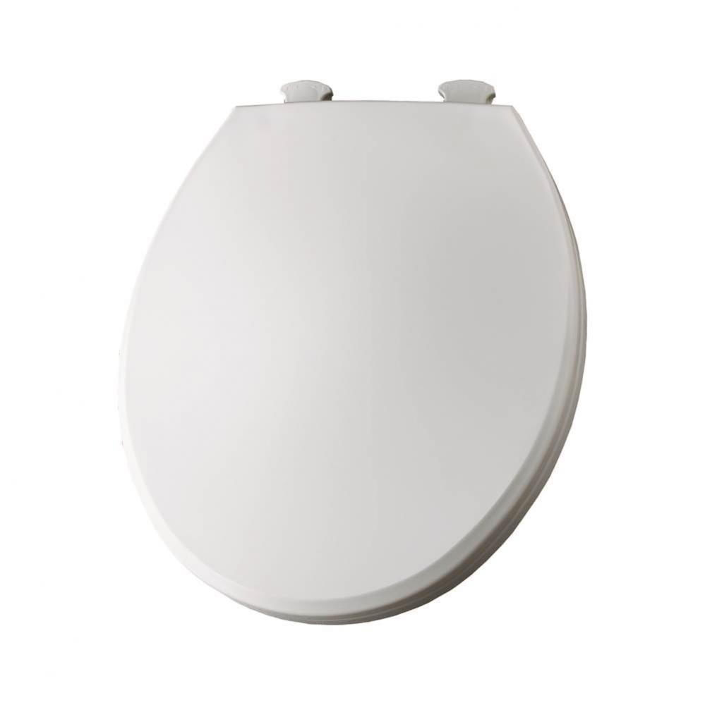 Round Plastic Toilet Seat in White with Easy-Clean & Change Hinge