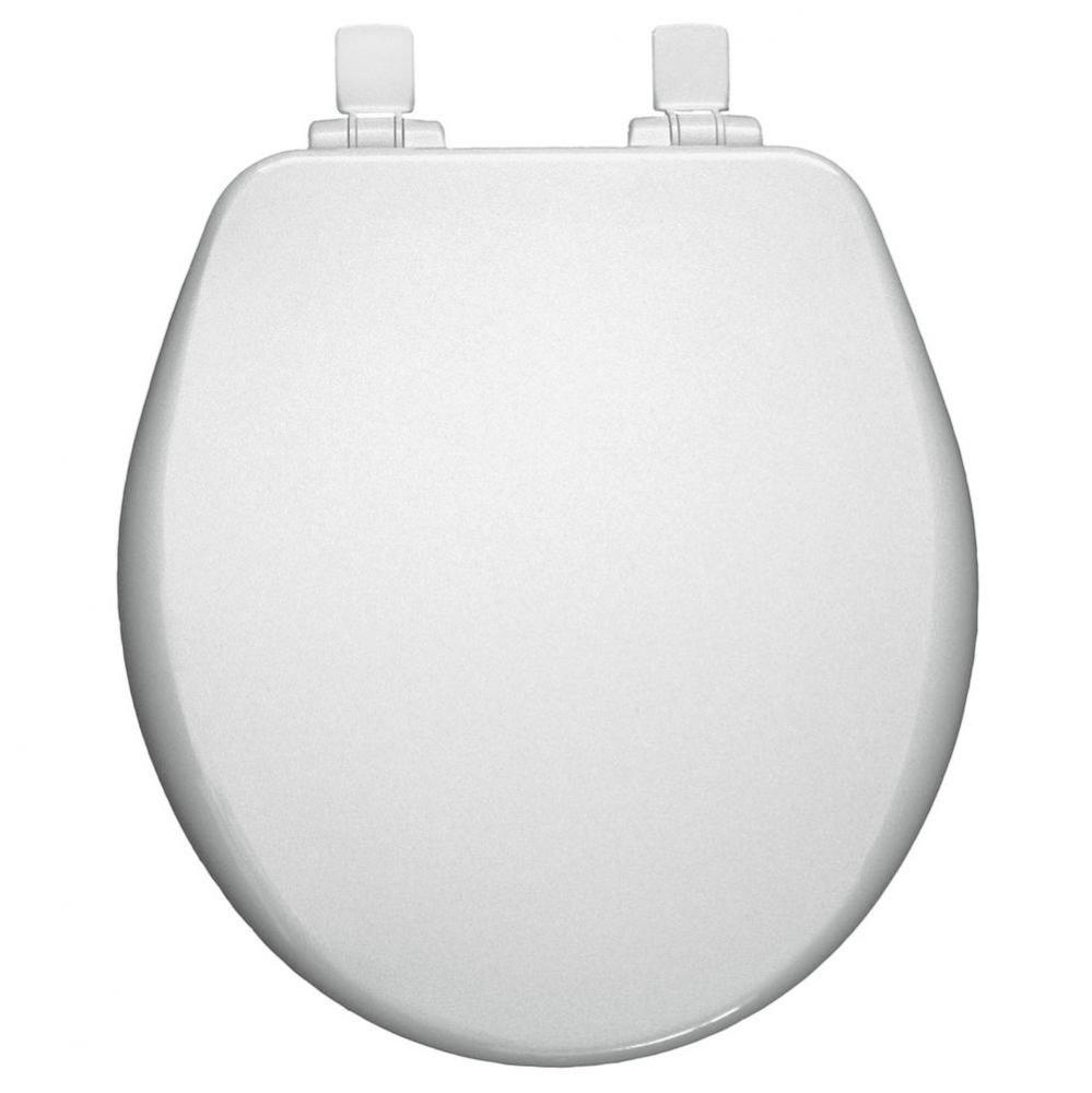 Alesio II Round High Density Enameled Wood Toilet Seat in White with STA-TITE Seat Fastening Syste