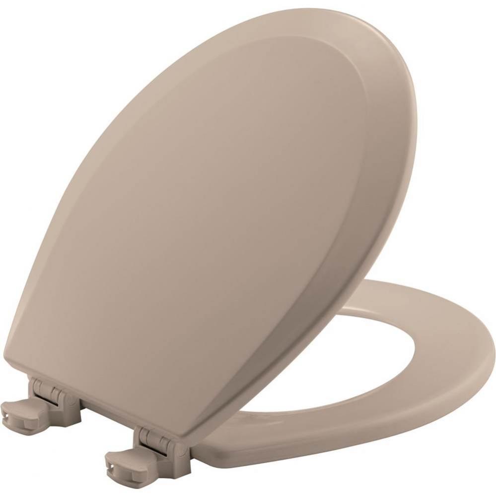 Round Molded Wood Toilet Seat with EasyClean & Change Hinge - Fawn Beige