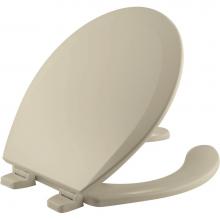 Bemis 550TTT 006 - Round Open Front with Cover Enameled Wood Toilet Seat in Bone with Top-Tite STA-TITE Seat Fastenin