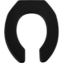 Bemis 955CT 047 - Round Commercial Plastic Open Front Less Cover Toilet Seat with STA-TITE Check Hinge - Black