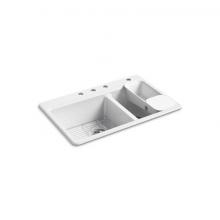 Kohler 8669-4A2-0 - Riverby® 33'' top-mount double-bowl workstation kitchen sink