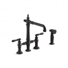 Kohler 76519-4-BL - Artifacts® Two-hole bridge kitchen sink faucet with side sprayer