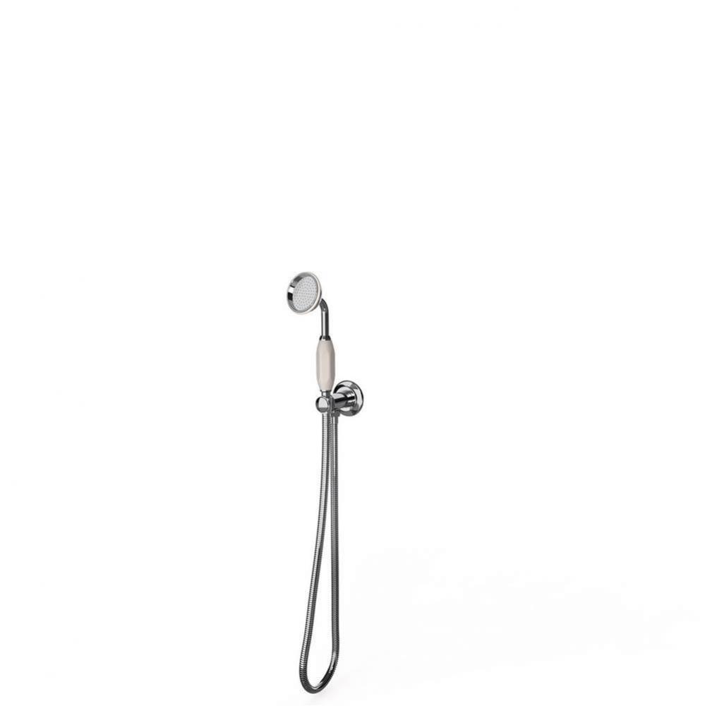 Wall mounted handheld shower attachment. Unlacquered