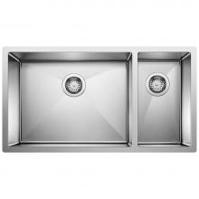 Blanco Canada 400454 - Radius R10 33'' 80/20 Double Bowl Undermount Stainless Steel Kitchen Sink