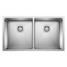 Blanco Canada 401519 - Quatrus R15 32'' 50/50 Double Bowl Undermount Stainless Steel Kitchen Sink