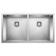 Blanco Canada 400399 - Precision R0 28'' 50/50 Double Bowl Undermount Stainless Steel Kitchen Sink