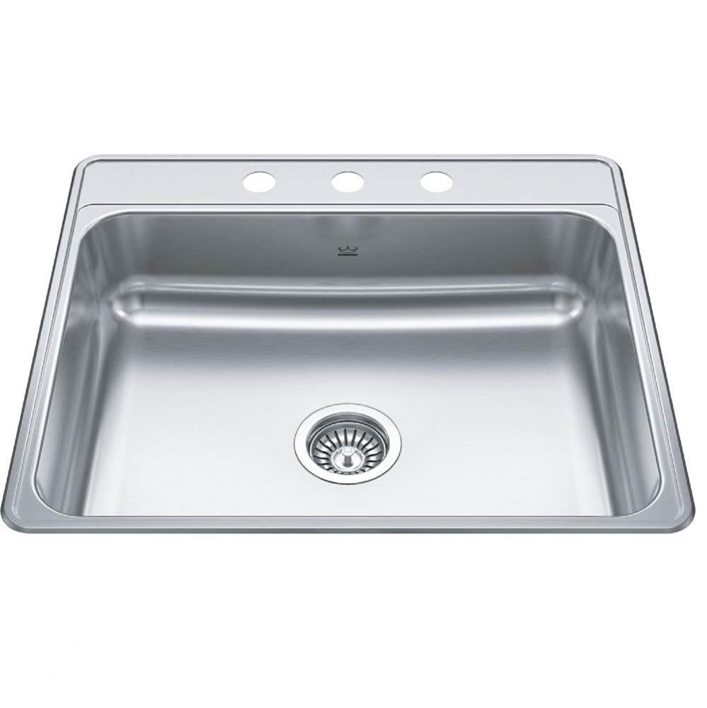 Creemore 25-in LR x 22-in FB Drop In Single Bowl 3-Hole Stainless Steel Kitchen Sink