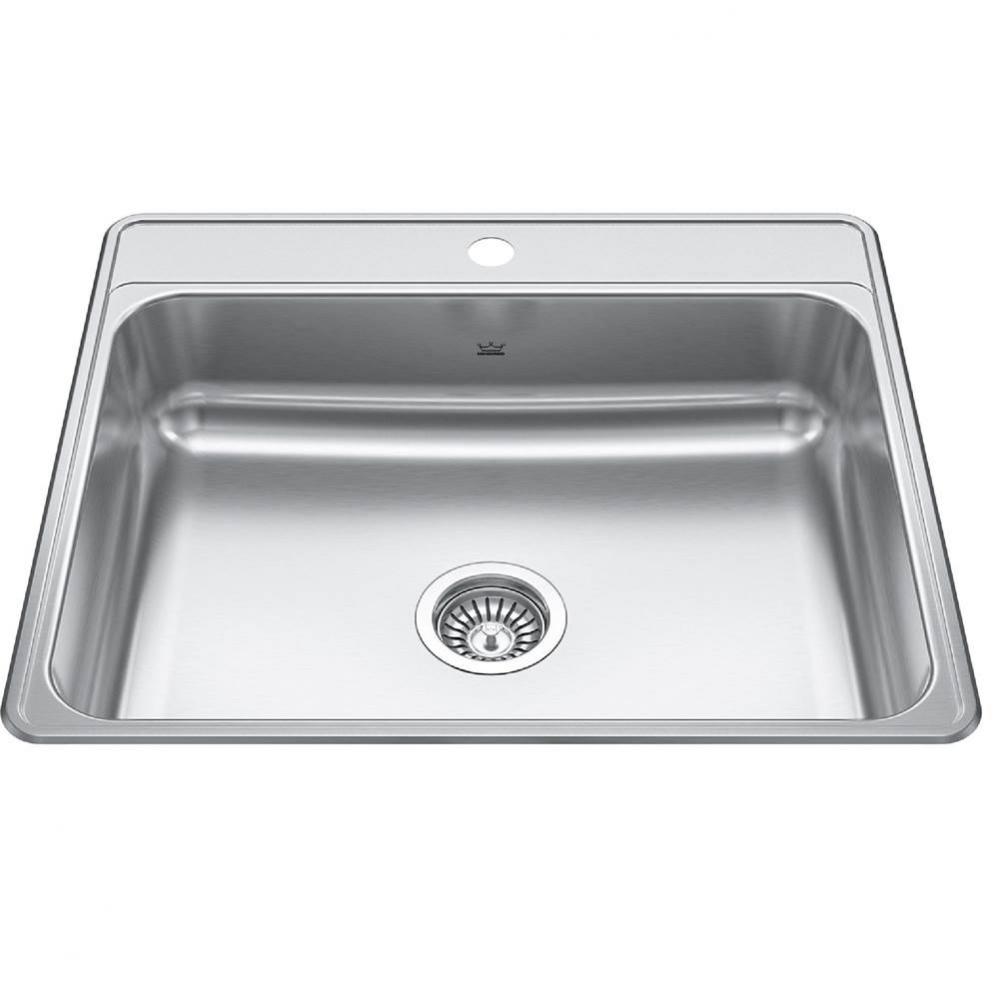 Creemore 25-in LR x 22-in FB Drop In Single Bowl 1-Hole Stainless Steel Kitchen Sink