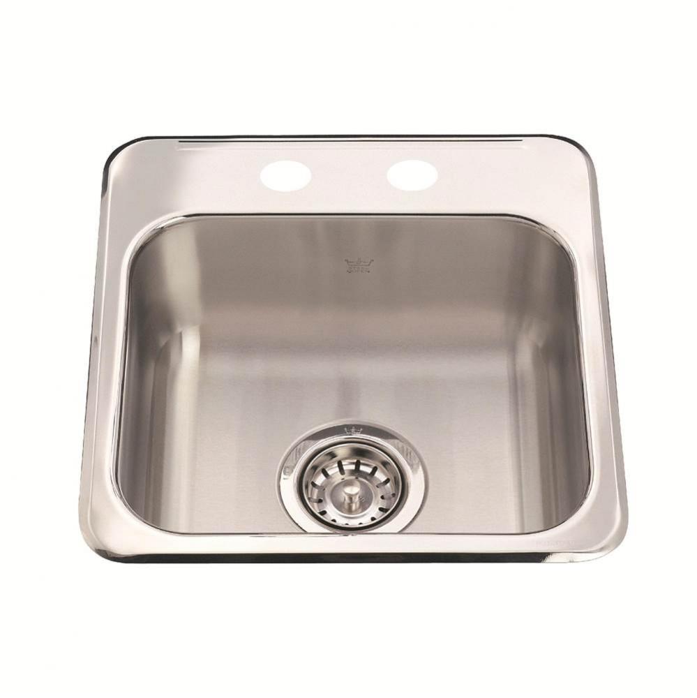 Kindred Utility Collection 15.13-in LR x 15.44-in FB Drop In Single Bowl 2-Hole Stainless Steel Ho