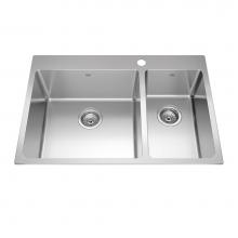 Kindred Canada BCL2131R-9-1 - Brookmore 31-in LR x 20.9-in FB Drop in Double Bowl Stainless Steel Kitchen Sink