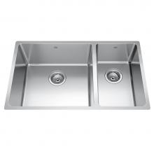 Kindred Canada BCU1831R-9 - Brookmore 30.6-in LR x 18.2-in FB Undermount Double Bowl Stainless Steel Kitchen Sink