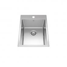 Kindred Canada BSL2116-9-1 - Brookmore 16-in LR x 20.9-in FB Drop in Single Bowl Stainless Steel Kitchen Sink