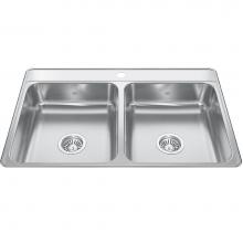 Kindred Canada CDLA3322-6-1 - Creemore 33-in LR x 22-in FB Drop In Double Bowl 1-Hole Stainless Steel Kitchen Sink