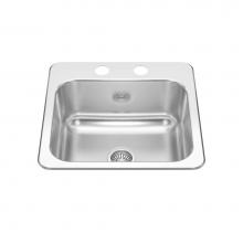 Kindred Canada CSLA1515-6-2CB - Creemore 15-in LR x 15-in FB Drop In Single Bowl 2-Hole Stainless Steel Hospitality Sink