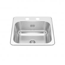 Kindred Canada CSLA1515-6-2CB - Creemore 15-in LR x 15-in FB Drop In Single Bowl 2-Hole Stainless Steel Hospitality Sink