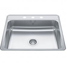 Kindred Canada CSLA2522-6-3 - Creemore 25-in LR x 22-in FB Drop In Single Bowl 3-Hole Stainless Steel Kitchen Sink