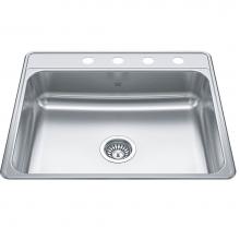 Kindred Canada CSLA2522-6-4 - Creemore 25-in LR x 22-in FB Drop In Single Bowl 4-Hole Stainless Steel Kitchen Sink