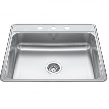 Kindred Canada CSLA2522-7-3 - Creemore 25-in LR x 22-in FB Drop In Single Bowl 3-Hole Stainless Steel Kitchen Sink