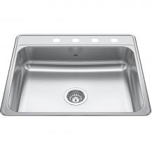 Kindred Canada CSLA2522-7-4 - Creemore 25-in LR x 22-in FB Drop In Single Bowl 4-Hole Stainless Steel Kitchen Sink