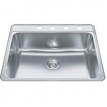 Kindred Canada CSLA2522-8-4CB - Creemore 25-in LR x 22-in FB Drop In Single Bowl 4-Hole Stainless Steel Kitchen Sink