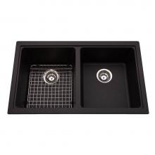 Kindred Canada KGD2U/9ON - Granite Series 33-in LR x 19.38-in FB Undermount Double Bowl Granite Kitchen Sink in Onyx