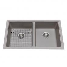 Kindred Canada KGD2U/9SG - Granite Series 33-in LR x 19.38-in FB Undermount Double Bowl Granite Kitchen Sink in Stone Grey
