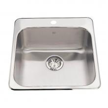 Kindred Canada QSL2020/7-1 - Steel Queen 20-in LR x 20.5-in FB Drop In Single Bowl 1-Hole Stainless Steel Kitchen Sink