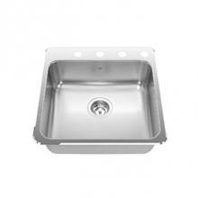 Kindred Canada QSL2020/7-4 - Single Bowl Ledgeback 20 gauge, 4 faucet holes