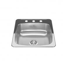 Kindred Canada RSL5251/3 - Reginox 20.13-in LR x 20.56-in FB Drop In Single Bowl 3-Hole Stainless Steel Kitchen Sink