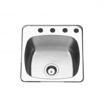 Kindred Canada RSL2020/4 - 20 ga topmount single bowl sink, 4 faucet holes, linear brushed bowl, mirror rim