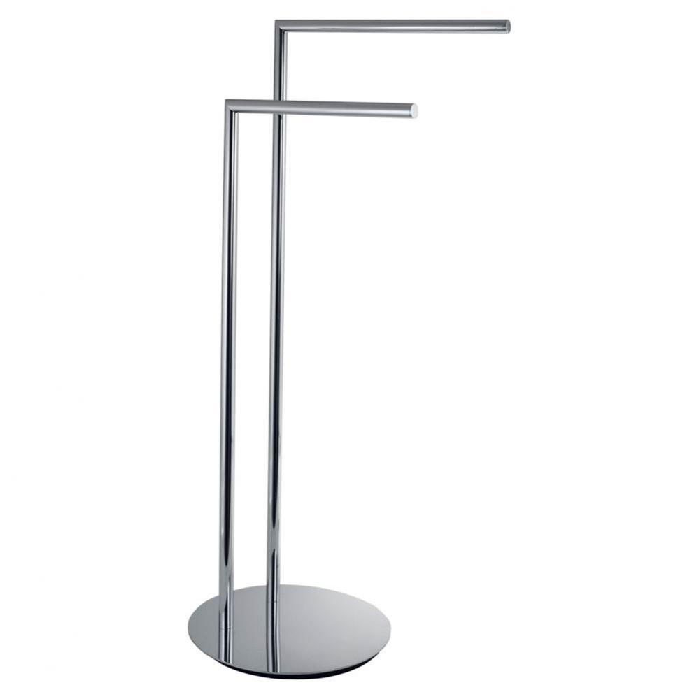 Double Bar Floor Towel Stand Round - Brushed Gold