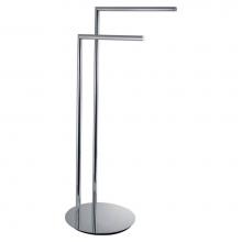 LaLoo Canada 9003 BG - Double Bar Floor Towel Stand Round - Brushed Gold